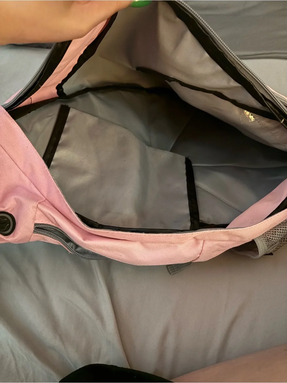 Pink and Gray Sling Backpack - Women